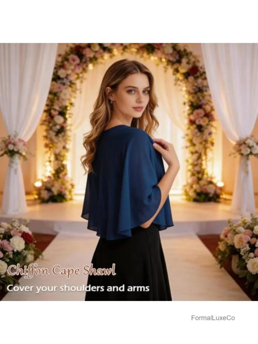Chiffon Capelet Womens Soft Shawl Wrap for Evening Dresses Wedding Formal Cover